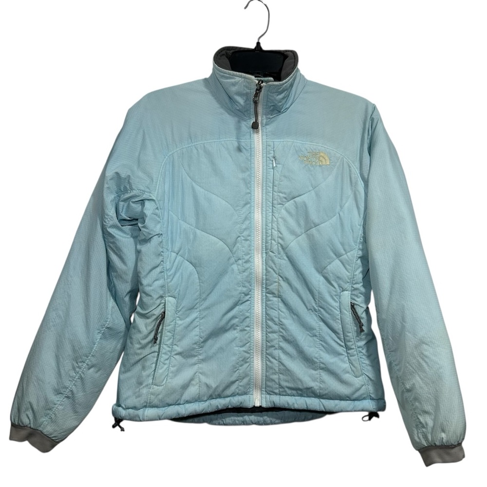 North Face Womens Puffer Jacket Size XS Blue Full Zip Primaloft Insulated